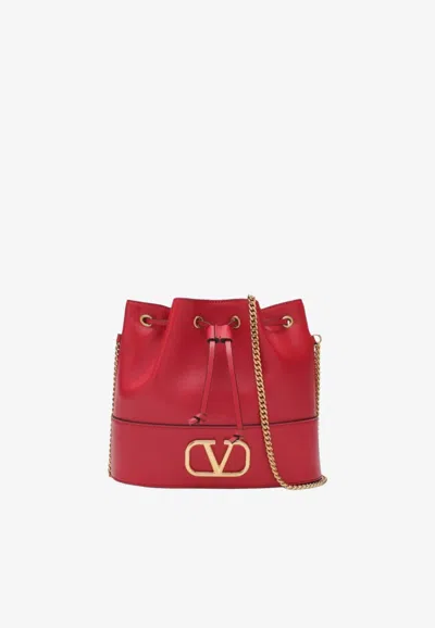 Valentino Garavani Leather Bucket Bag In Red