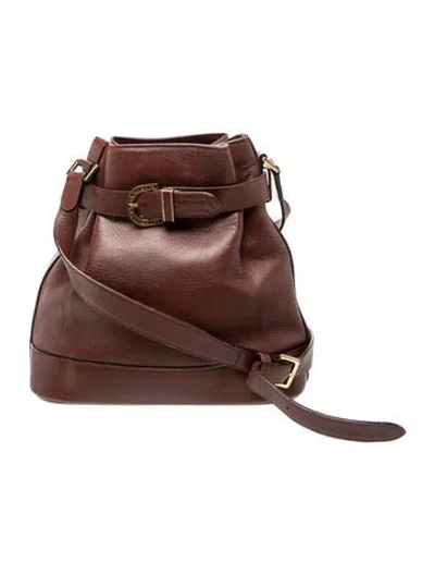 Pre-owned Valentino Garavani Leather Bucket Bag Vintage In Brown