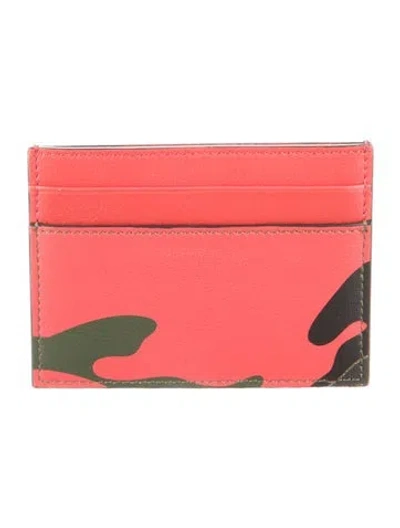 Pre-owned Valentino Garavani Leather Camouflage Print Card Holder In Multi