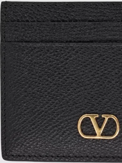 Valentino Garavani Leather Card Holder In Black