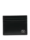 Valentino Leather Card Holder In Black
