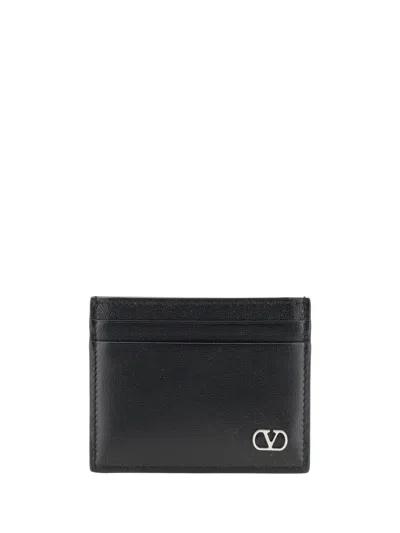 Valentino Garavani Leather Card Holder In Black