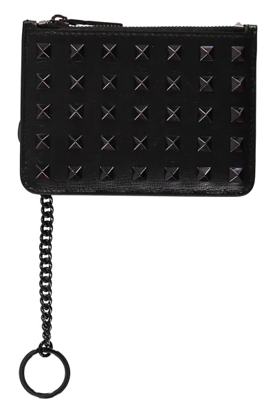 Valentino Garavani Leather Card Holder In Black