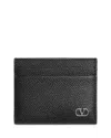 Valentino Garavani Vlogo Signature Garnet Calfskin Card Holder Accessories In Black