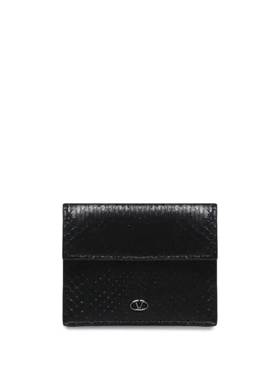 Valentino Garavani Leather Card Holder In Black