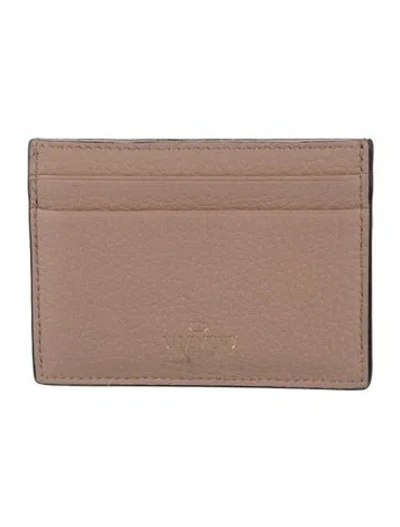 Pre-owned Valentino Garavani Leather Card Holder In Brown