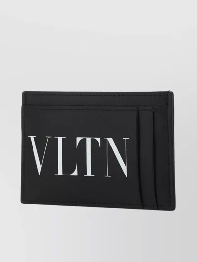 Valentino Garavani Leather Card Holder Logo Detail In Black
