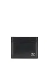 Valentino Garavani  Vlogo Signature Black Calfskin Cardholder In Nero