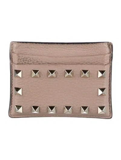 Pre-owned Valentino Garavani Leather Card Holder In Neutral