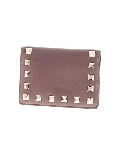 Pre-owned Valentino Garavani Leather Card Holder In Purple