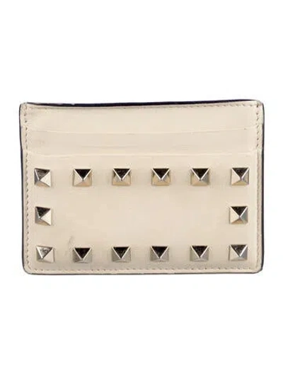 Pre-owned Valentino Garavani Leather Card Holder In White