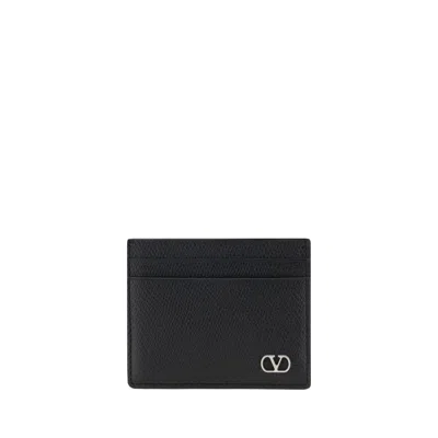 Valentino Garavani Vlogo Signature Black Calfskin Cardholder
