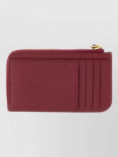 Valentino Garavani Leather Cardholder In Burgundy