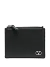 Valentino Leather Cardholder In Black