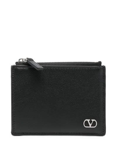 Valentino Garavani Leather Cardholder In Black