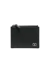 Valentino Leather Cardholder In Black