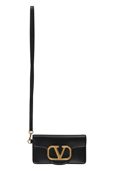 Valentino Garavani Leather Cell Phone Bag In Black
