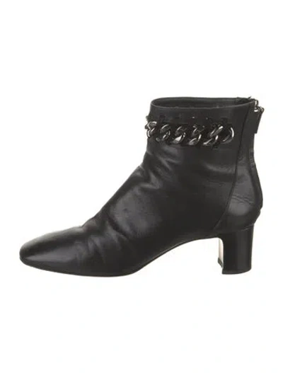 Pre-owned Valentino Garavani Leather Chain-link Accents Boots In Black