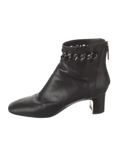Pre-owned Valentino Garavani Leather Chain-link Accents Boots In Black
