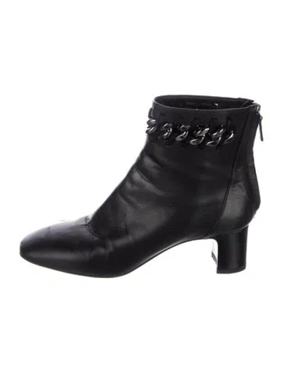 Pre-owned Valentino Garavani Leather Chain-link Accents Boots In Black