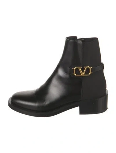 Pre-owned Valentino Garavani Leather Chelsea Boots In Black