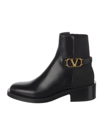 Pre-owned Valentino Garavani Leather Chelsea Boots In Black