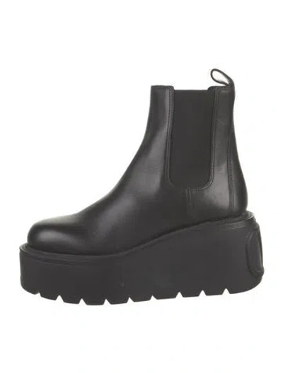 Pre-owned Valentino Garavani Leather Chelsea Boots W/ Tags In Black