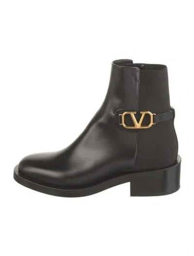 Pre-owned Valentino Garavani Leather Chelsea Boots W/ Tags In Black
