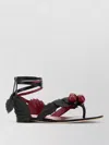 Valentino Leather Cherryfic Thong Sandals Leaf Detail In Black