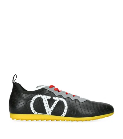 Valentino Garavani Perforated Nappa Leather Chromathon Sneakers In Black