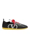 Valentino Garavani Black Sneakers With Asymmetric Toe And Vlogo Detail On The Side In Tech Fabric Ma In Black