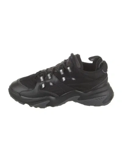 Pre-owned Valentino Garavani Leather Chunky Sneakers In Black