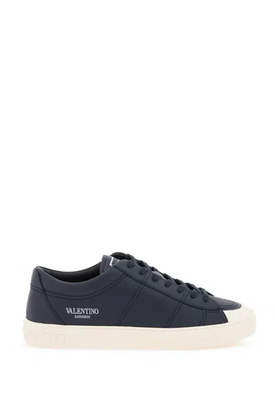 Valentino Garavani Leather Cityplanet Sneakers In Black