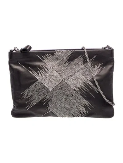Pre-owned Valentino Garavani Leather Clutch In Black
