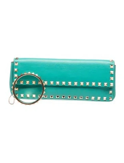 Pre-owned Valentino Garavani Leather Clutch In Blue