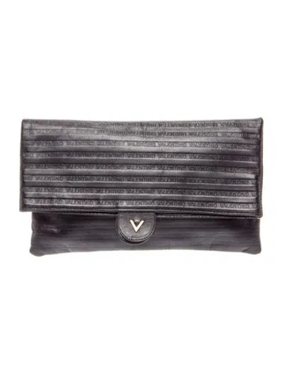 Pre-owned Valentino Garavani Leather Clutch In Grey