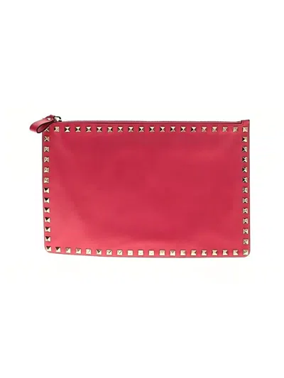 Pre-owned Valentino Garavani Leather Clutch In Red