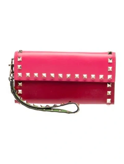 Pre-owned Valentino Garavani Leather Clutch In Red