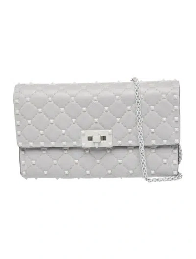 Pre-owned Valentino Garavani Leather Clutch In Silver