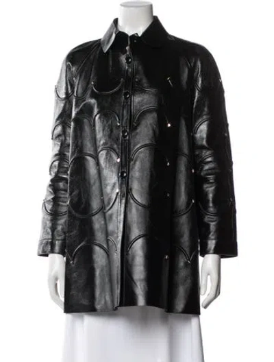 Pre-owned Valentino Leather Coat In Black