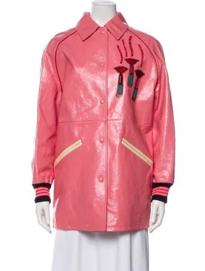 Pre-owned Valentino Leather Coat W/ Tags In Pink