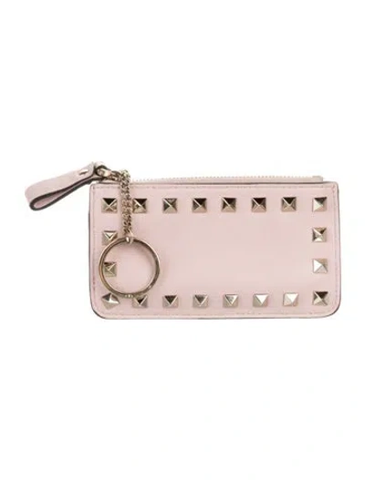 Pre-owned Valentino Garavani Leather Coin Pouch In Pink