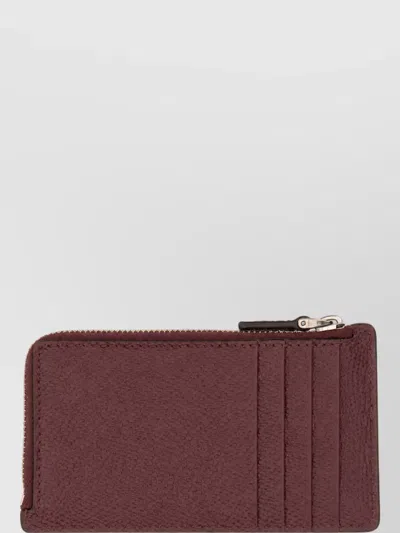 Valentino Garavani Leather Coin Purse In Burgundy