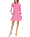 Valentino Leather Collar Wool & Silk-blend Mini Dress In Pink