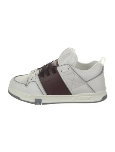 Pre-owned Valentino Garavani Leather Colorblock Pattern Athletic Sneakers In White