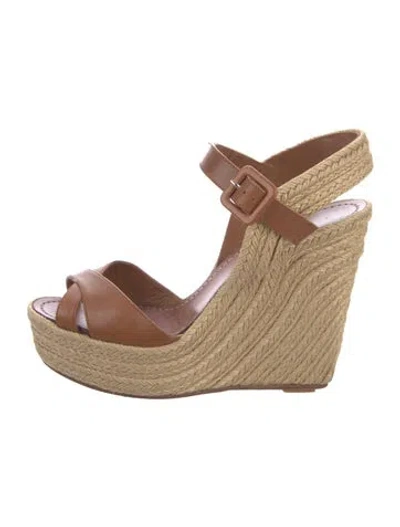 Pre-owned Valentino Garavani Leather Colorblock Pattern Espadrilles In Neutral