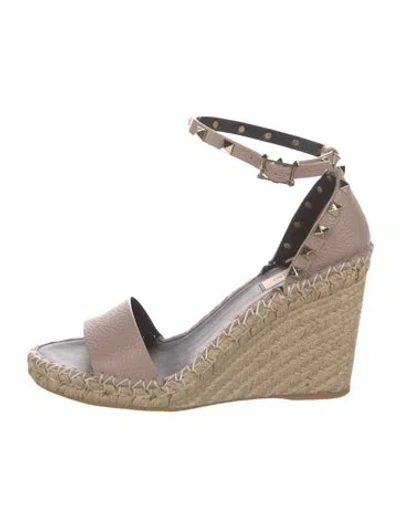 Pre-owned Valentino Garavani Leather Colorblock Pattern Espadrilles In Neutral