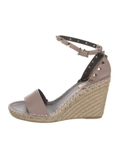 Pre-owned Valentino Garavani Leather Colorblock Pattern Espadrilles In Neutral