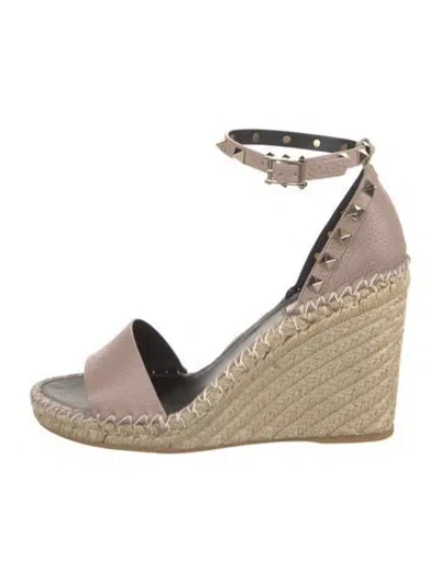 Pre-owned Valentino Garavani Leather Colorblock Pattern Espadrilles In Neutral