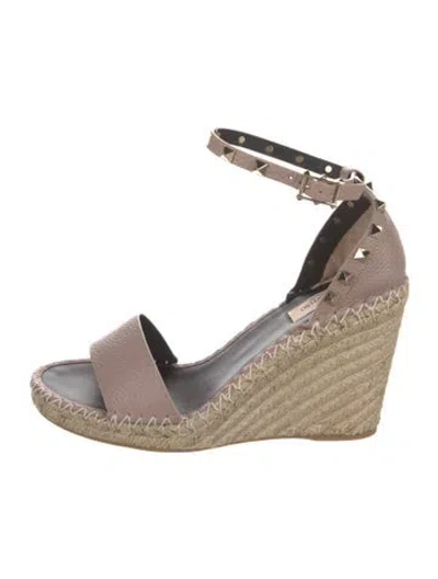Pre-owned Valentino Garavani Leather Colorblock Pattern Espadrilles In Neutral